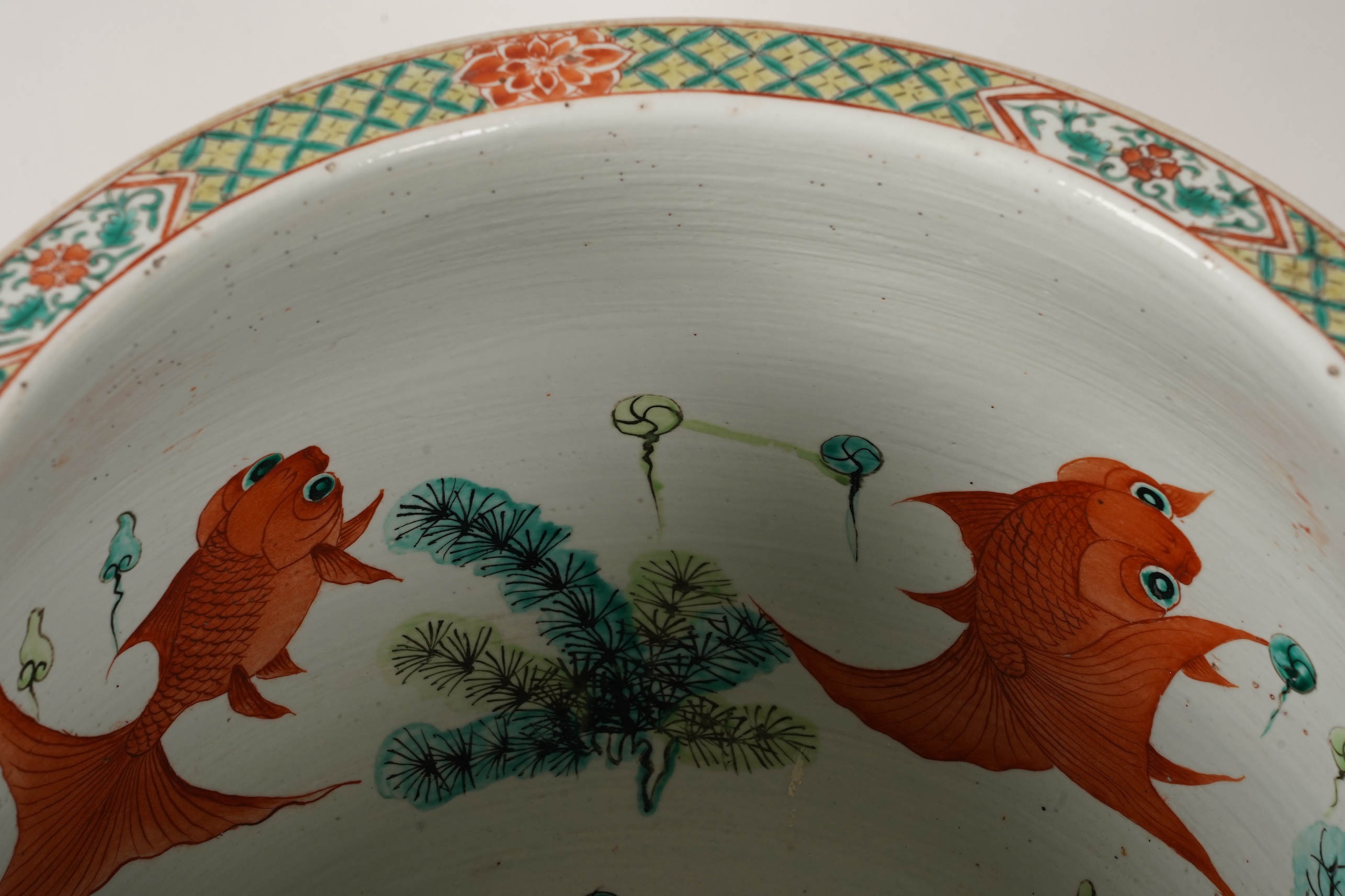 A good pair of large Chinese famille rose fish bowls, 19th century